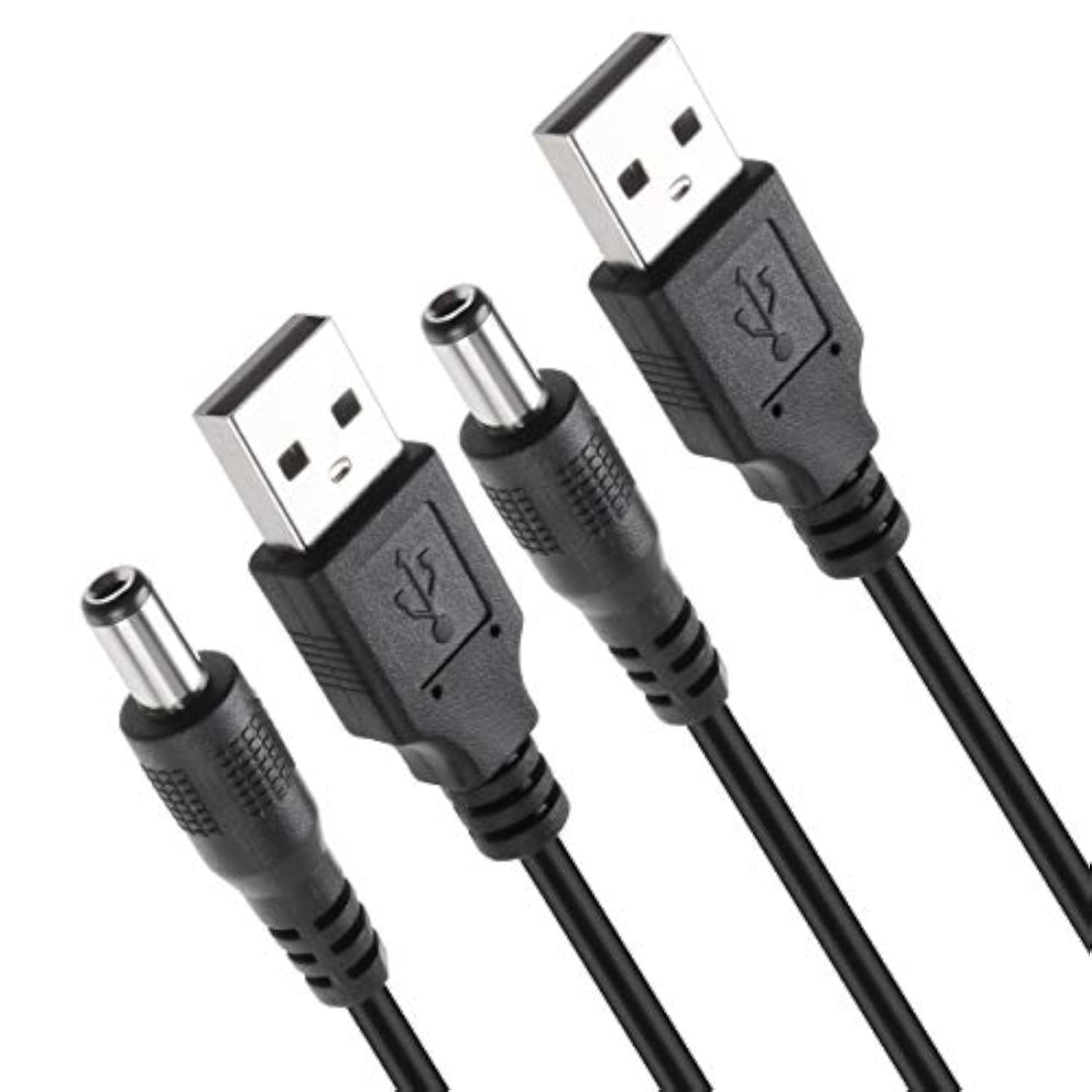 Usb 2.0 A Male To Dc 5.5X2.1Mm 5 Volt 24Awg Dc Connector Charge Barrel Jack Power Cable Black, 3Ft (Max 2.5 Ampere Power Cable, Center Pin Positive),2Pack
