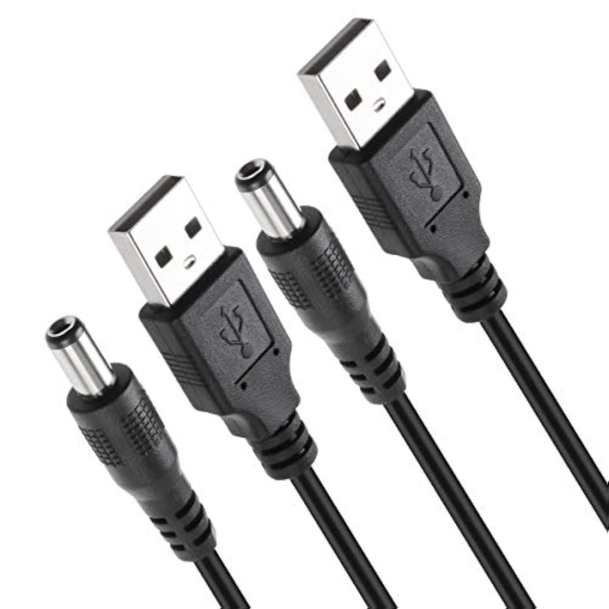 Usb 2.0 A Male To Dc 5.5X2.1Mm 5 Volt 24Awg Dc Connector Charge Barrel Jack Power Cable Black, 3Ft (Max 2.5 Ampere Power Cable, Center Pin Positive),2Pack