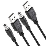 Usb 2.0 A Male To Dc 5.5X2.1Mm 5 Volt 24Awg Dc Connector Charge Barrel Jack Power Cable Black, 3Ft (Max 2.5 Ampere Power Cable, Center Pin Positive),2Pack