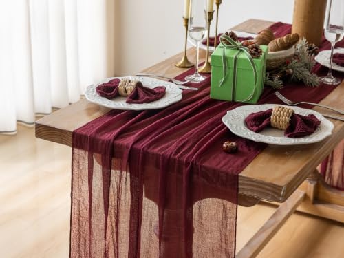 Deep Beige Cheesecloth Table Runner 120 Inches Fall Party Home Decorations