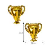 10PCS Championship Trophy and Soccer Foil Balloons Set for Birthday, Baby Shower, Wedding Anniversary, Soccer Themed Party Decoration