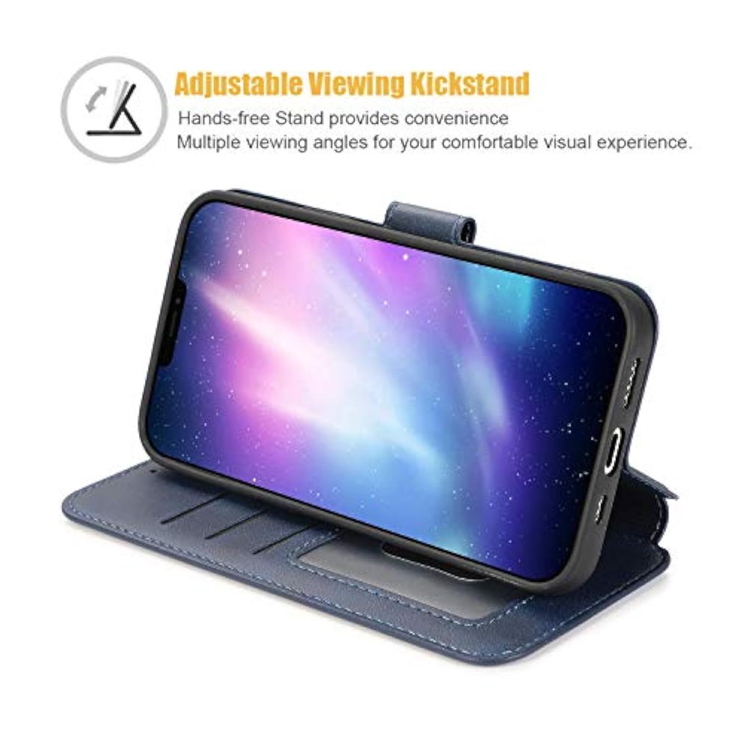 Case For Iphone 12 Iphone 12 Pro Premium Pu Leather Simple Wallet Case [Card Slots] [Kickstand] [Magnetic Closure] Shockproof Flip Cover For Iphone 12/12 Pro (6.1 Inch) - Blue