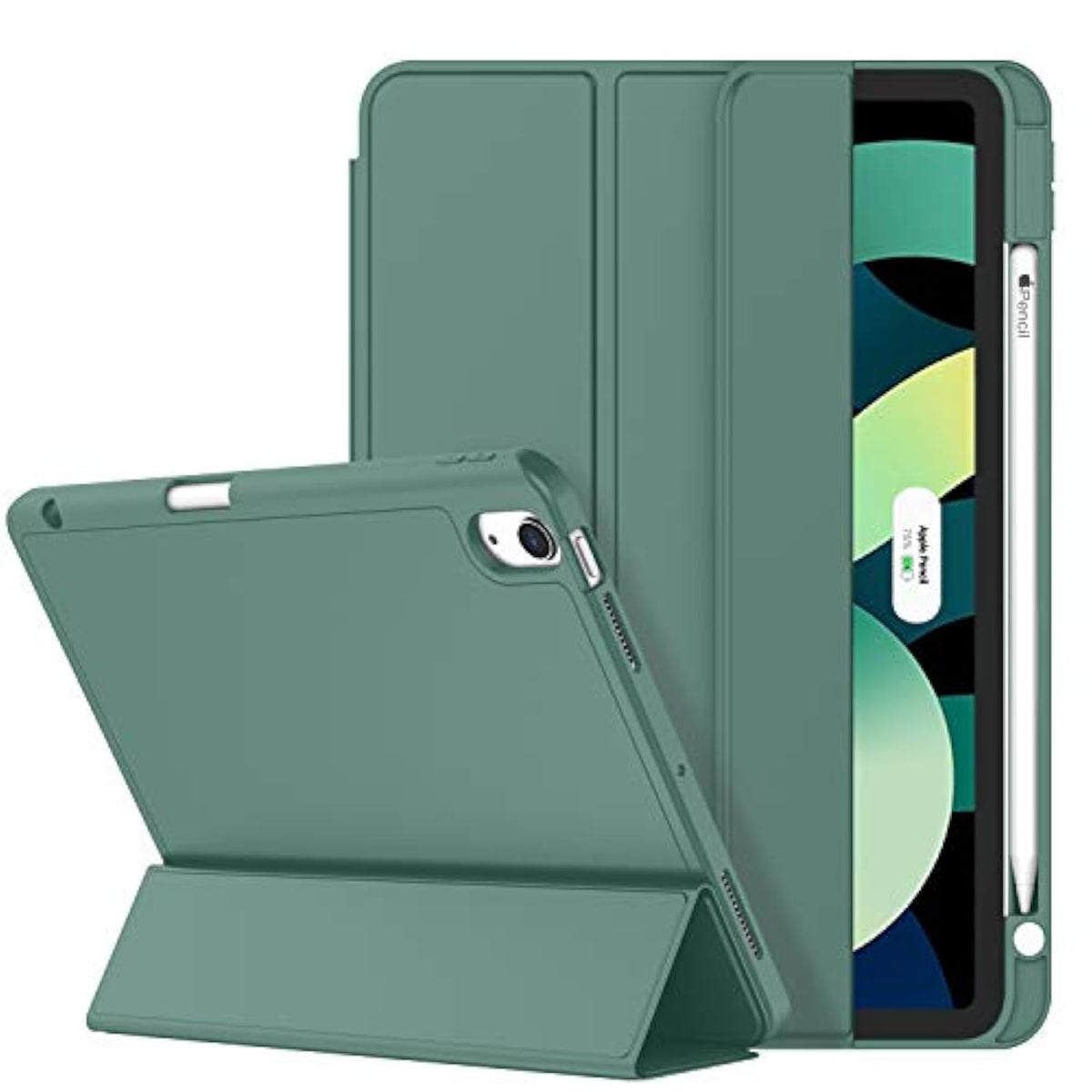 Air 11 Inch Case M3 2025 / M2 2024, Air Case 5Th Generation/4Th Generation 2022/2020 10.9 Inch [Support Touch Id And Auto Wake/Sleep](New Midnight Green)