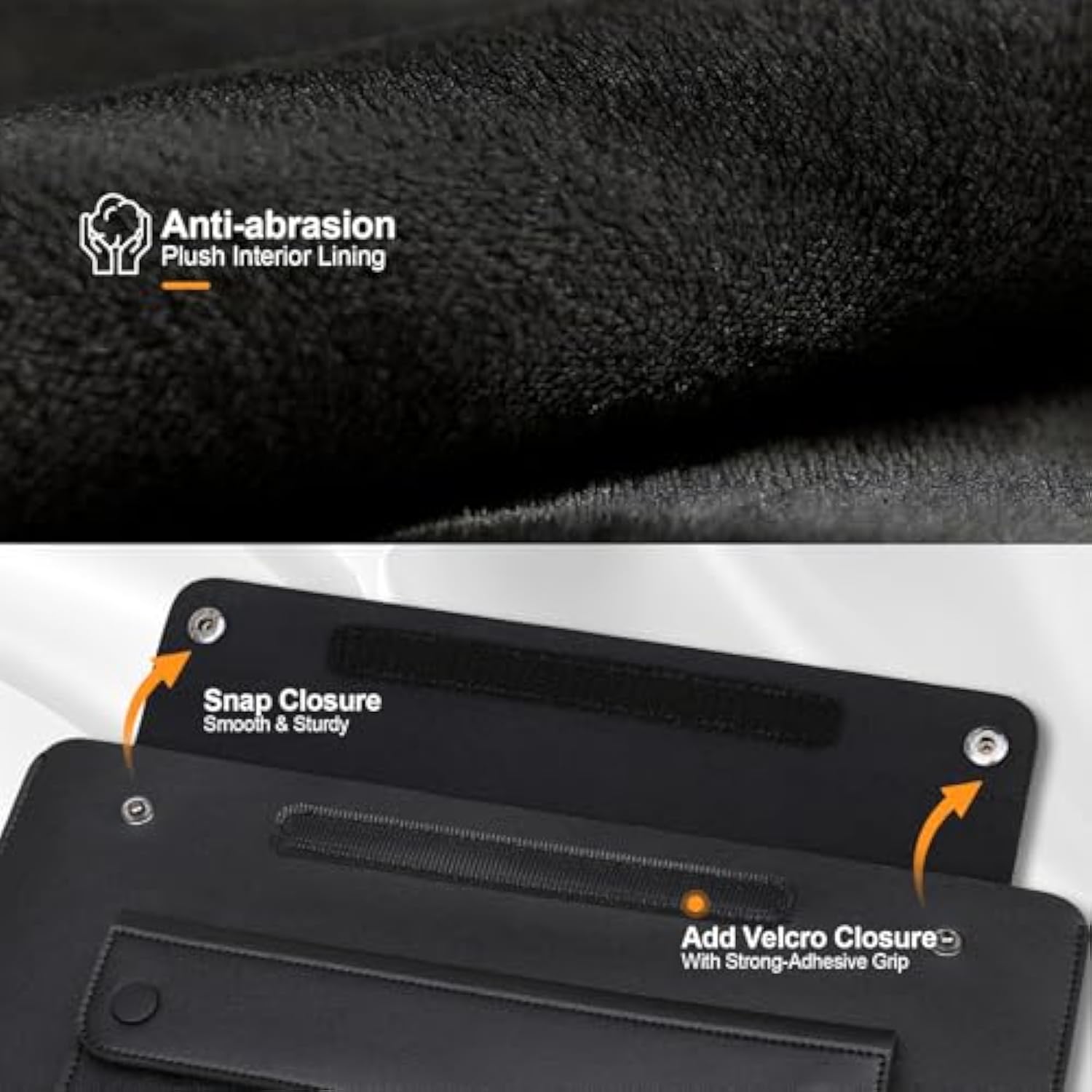 15.6 Inch Laptop Sleeve Case For Lenovo Acer Dell Asus Hp 15.6" Laptop, Lenovo Ideapad, Acer Aspire, Hp Pavilion, Dell Inspiron, Asus Vivobook, Leather Computer Sleeve With 3 Compartments, Black