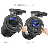 12V Usb Outlet, Dual Usb C Car Charger Socket & Quick Charge 3.0 Port With Voltmeter And Power Switch For Car Boat Marine Truck