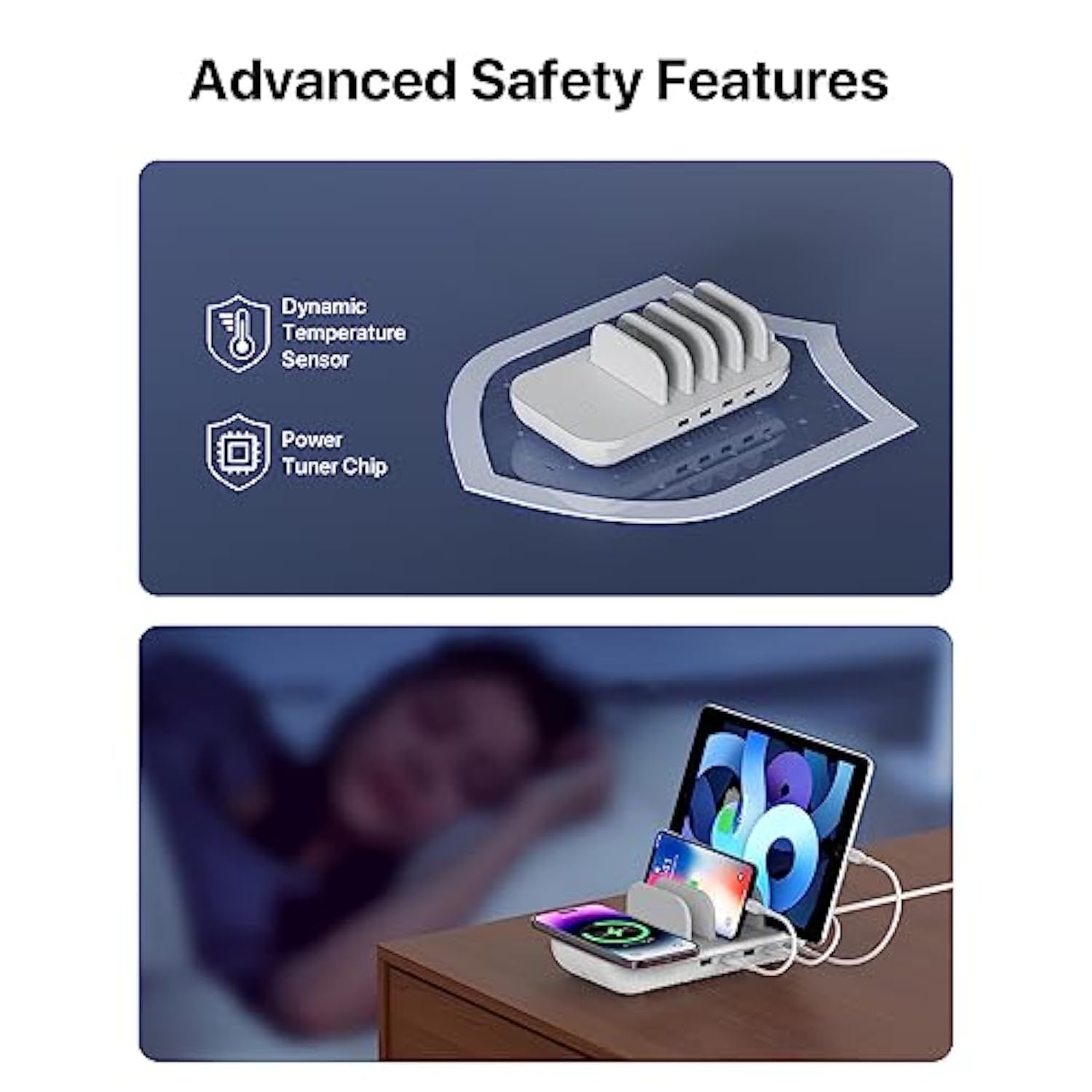 70W Charging Station For Multiple Devices,5 Port Charging Dock With 15W Wireless Charger, 25W Usb C Pd/Pps Fast Charging For Galaxy,Lpad,Lphone 15/14/13/Xs/Max