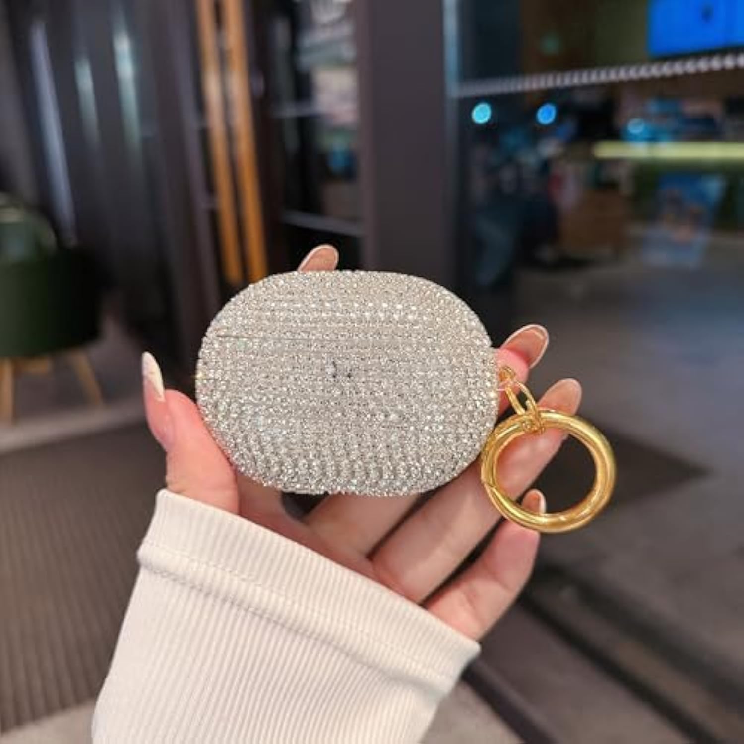 For Beats Studio Buds Wireless Bluetooth Headphones Case, Sparkling Premium Diamond Headphone Cover, Full Protection Shock And Scratch Resistant Protective Case For Women And Girls White