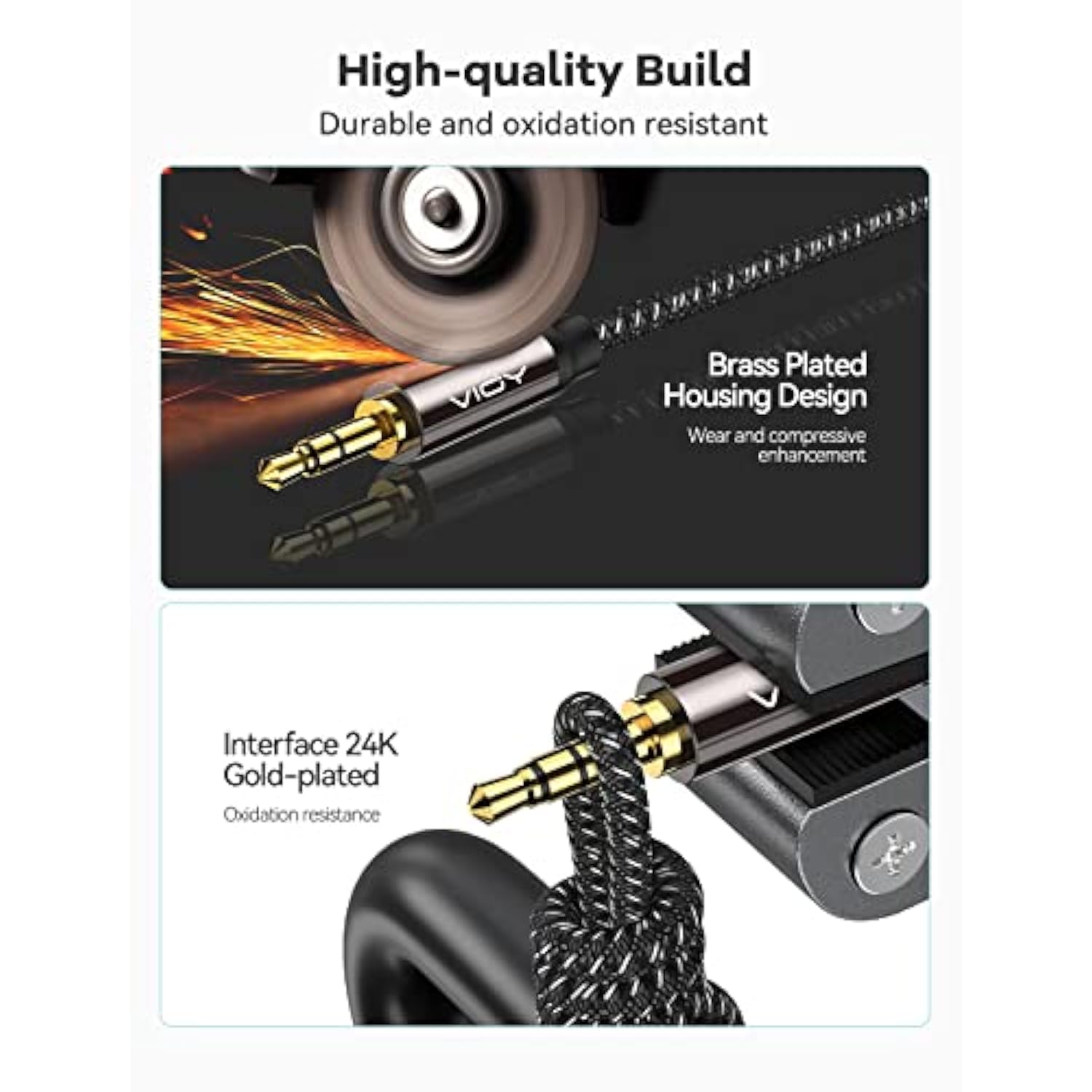 Aux Cable (20 Ft), [Copper Shell, Hi-Fi Sound] 3.5 Mm Male To Male Braided Auxiliary Cord Compatible With Headphone, Smartphone, Home/Car Stereo, Speaker, Echo & More