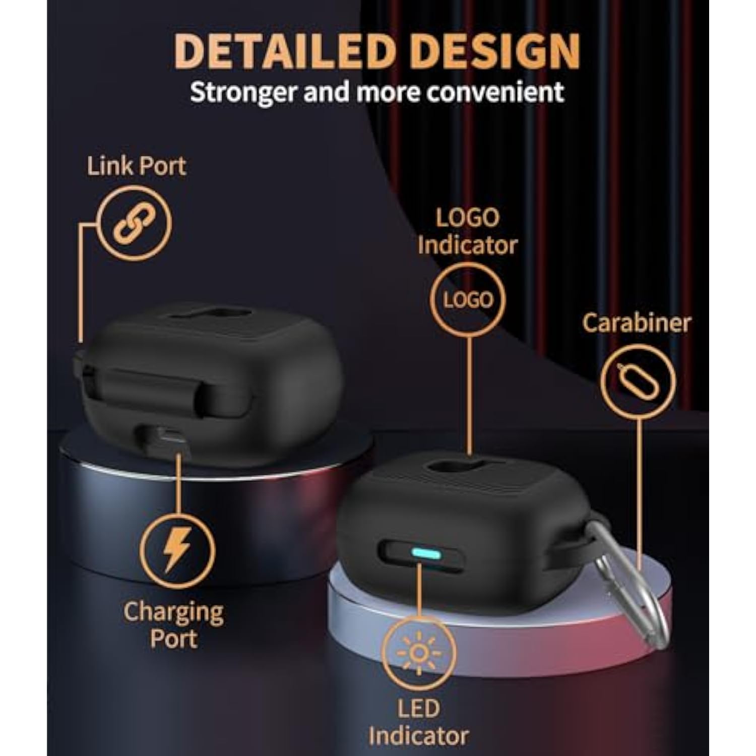 For Soundcore C30I Case Cover, Silicone Protective Scratch Shock Resistant Logo Visible Design Cover Compatible With Soundcore C30I By Anker Open-Ear Earbuds Charging Case With Carabiner-Black