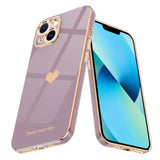 For Iphone 13 Mini Case For Women Girl Cute Love-Heart Luxury Bling Plating Soft Back Cover Raised Full Camera Protection Bumper Silicone Shockproof Phone Case For Iphone 13 Mini, Lavender