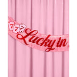 Lucky in Love Fringe Banner, Red Foil & Pink Iridescent 5ft Party Decoration