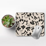 Coquette Black Bow Mouse Pad, Cute Preppy Girly Bow Ribbon Mouse Pads For Wireless Mouse Computers Laptop Desk Accessories, Preppy Girly Office Supplies, 9.5X7.9 Inch