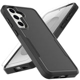 Samsung Galaxy S25 FE Heavy Duty Dual Layer Protective Case with HD Screen Protector - Military Grade Bumper for Samsung Galaxy S25 FE, Black