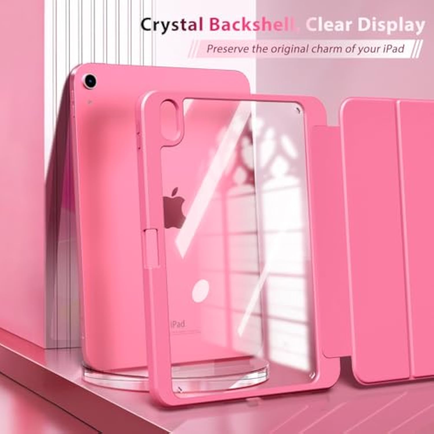 Case For (A16) 11Th Generation 11 Inch 2025, 10Th Generation Case 10.9 Inch 2022 With Pencil Holder,Slim Protective Cover With Clear Back Shell,Auto Wake/Sleep, Watermelon Pink