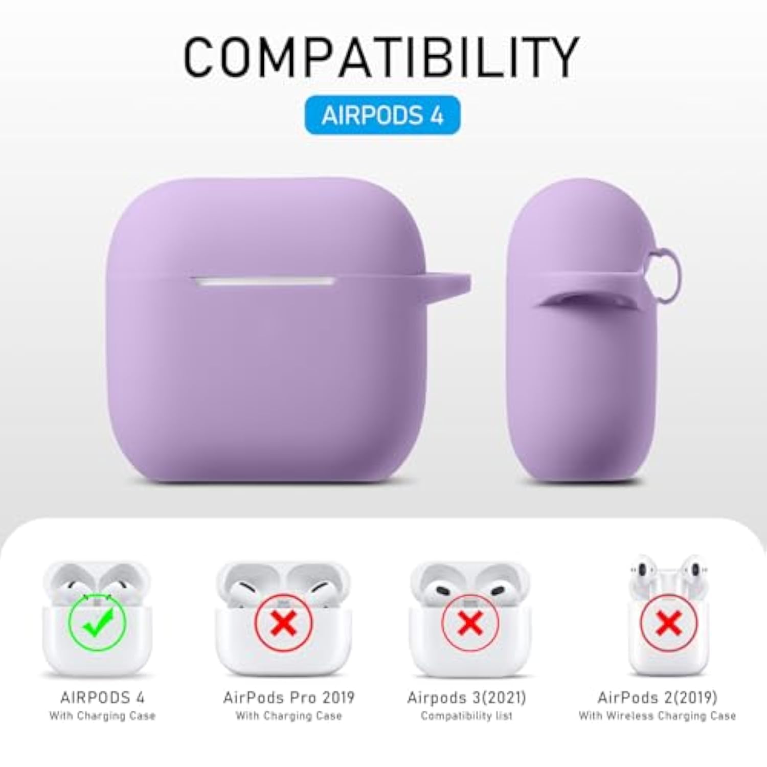 For Apple Airpods 4Th Generation Case Cover(2024), Silicone Case With Cleaner Kit & Keychain Compatible Compatible With Airpods 4 Case For Women,Men(Lavender Purple)