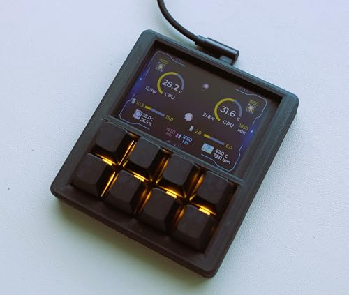 Mechanical Macropad With 3.5" Tft Screen, 8 Programmable Keys, Esp32 Powered Custom Keyboard, Driver-Free Hid For Streamers & Designers, Open Source 3D Printed Case