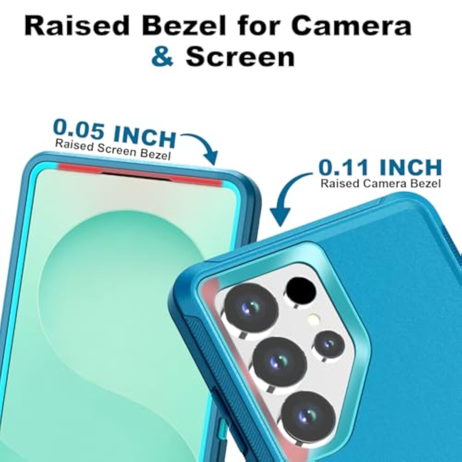Designed For Samsung Galaxy S24 Ultra Case [With Privacy Screen Protector] 3-Layer Full Body Protection Rugged Shockproof Heavy Duty Phone Case Cover, Turquoise