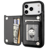 iPhone 17 Pro Wallet Case with Credit Card Holder, Black