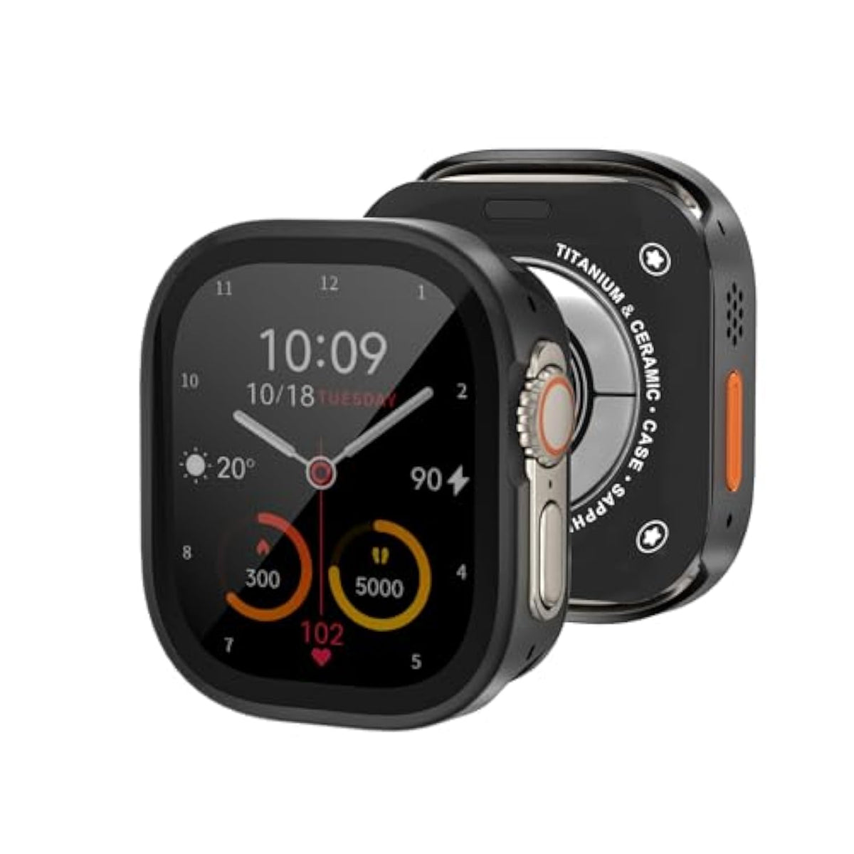 Metal Case Apple Watch Ultra 2 Screen Protector Cover For Apple Watch Ultra 3/Ultra 2/Ultra 49Mm, Rugged Bumper Thin Frame, 9H Tempered Glass Film And Ceramic Like Back Cover
