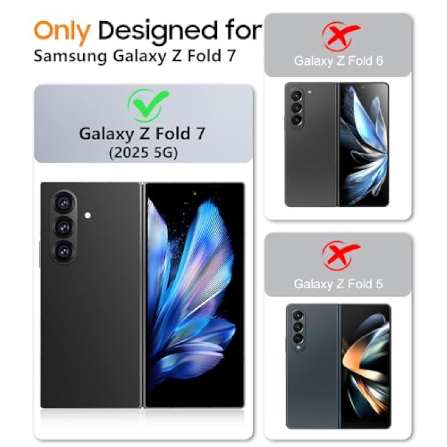 Only Designed For Samsung Galaxy Z Fold 7 Case,Built-In [Screen Protector] [Hinge Protection] [Kickstand] Full Body Protective Phone Case For Galaxy Z Fold 7 - Black