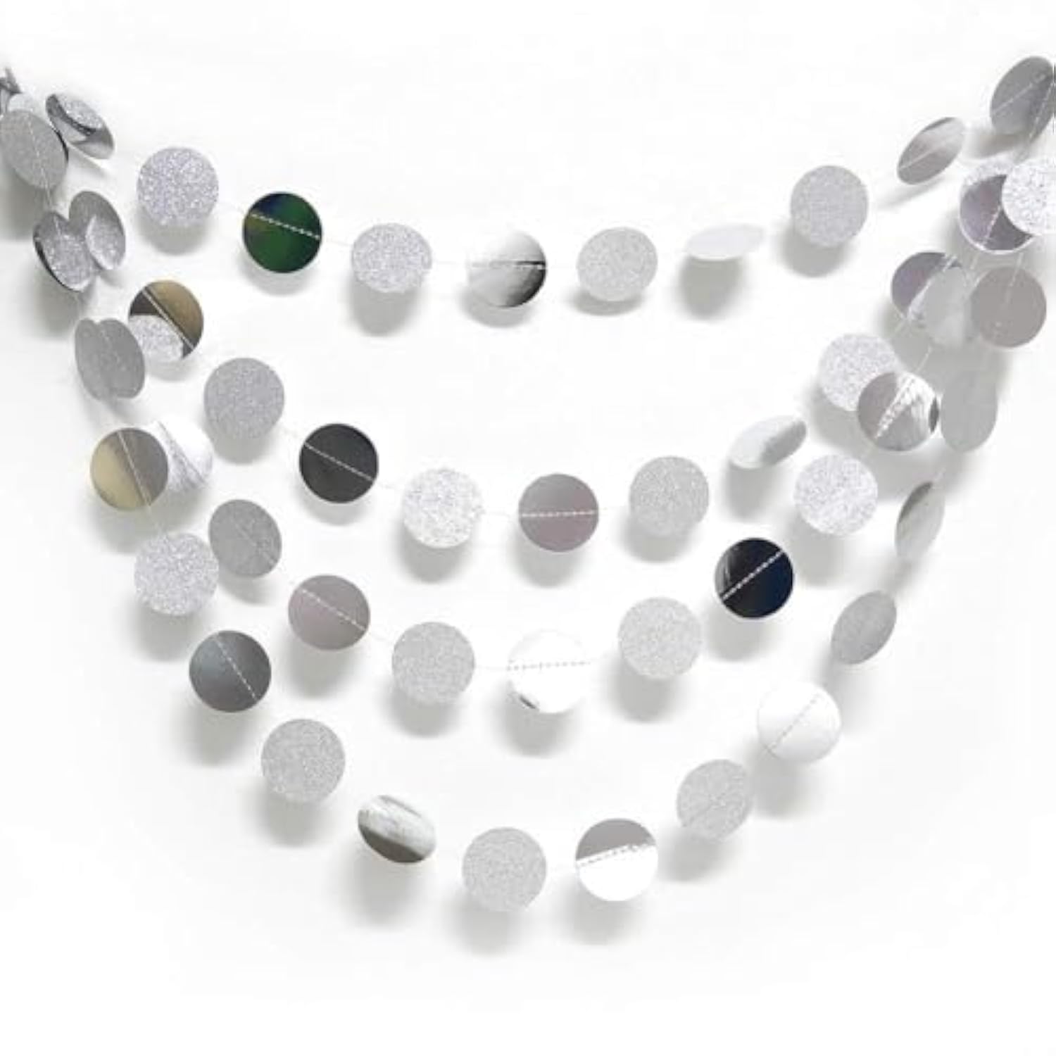 4 Strings Silver Glitter Dot Garland for Party, Wedding, Baby Shower Decor
