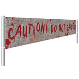Extra Large Halloween Banner Funny Bloody Caution Do Not Enter Haunted House Decoration