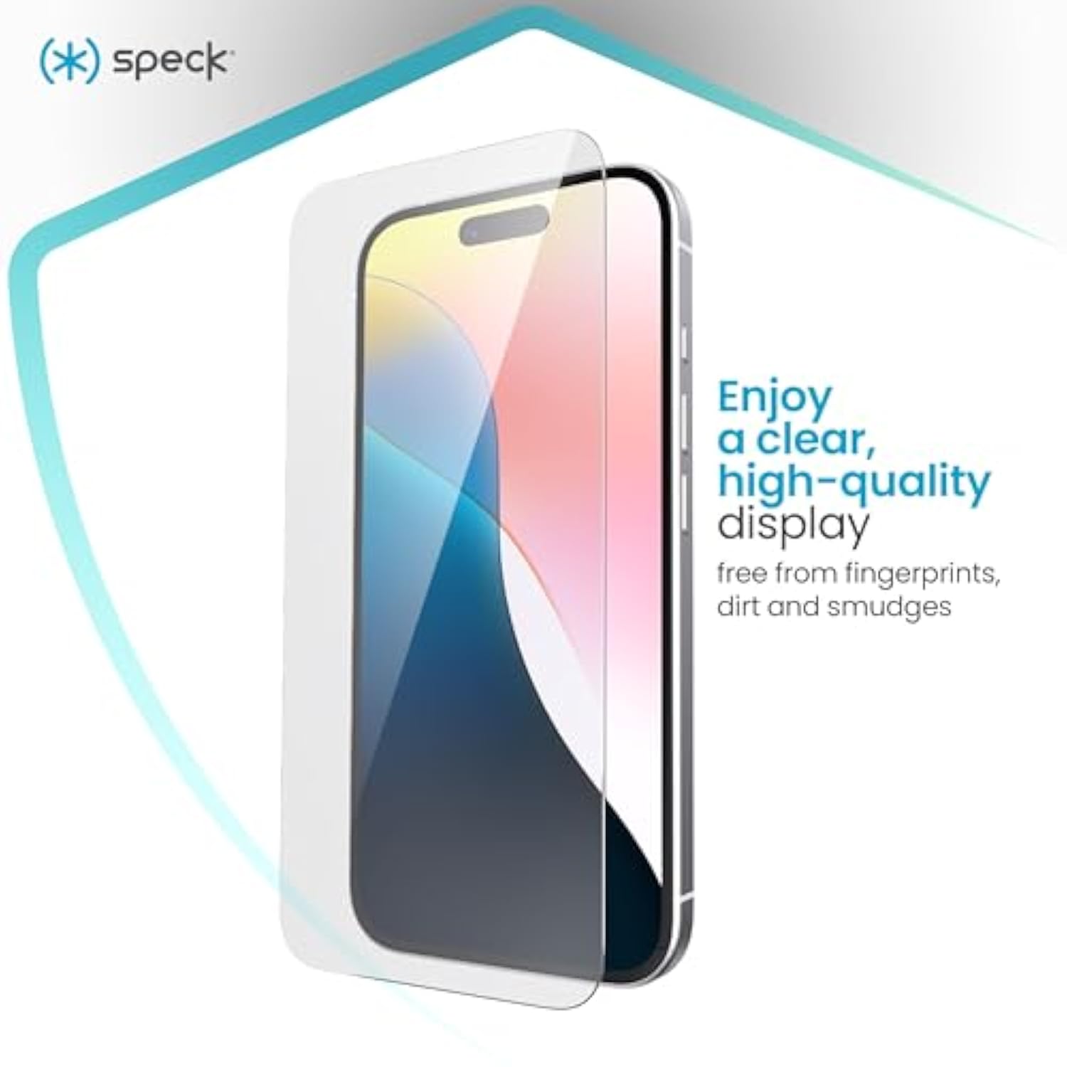 Speck ShieldView iPhone 16 Screen Protector - Ultra-Thin 0.33mm Aluminosilicate, Glass Screen Protector 16 - 9H Scratch-Resistant Coating, Easy Installation Kit Included - Screen Protector iPhone 16