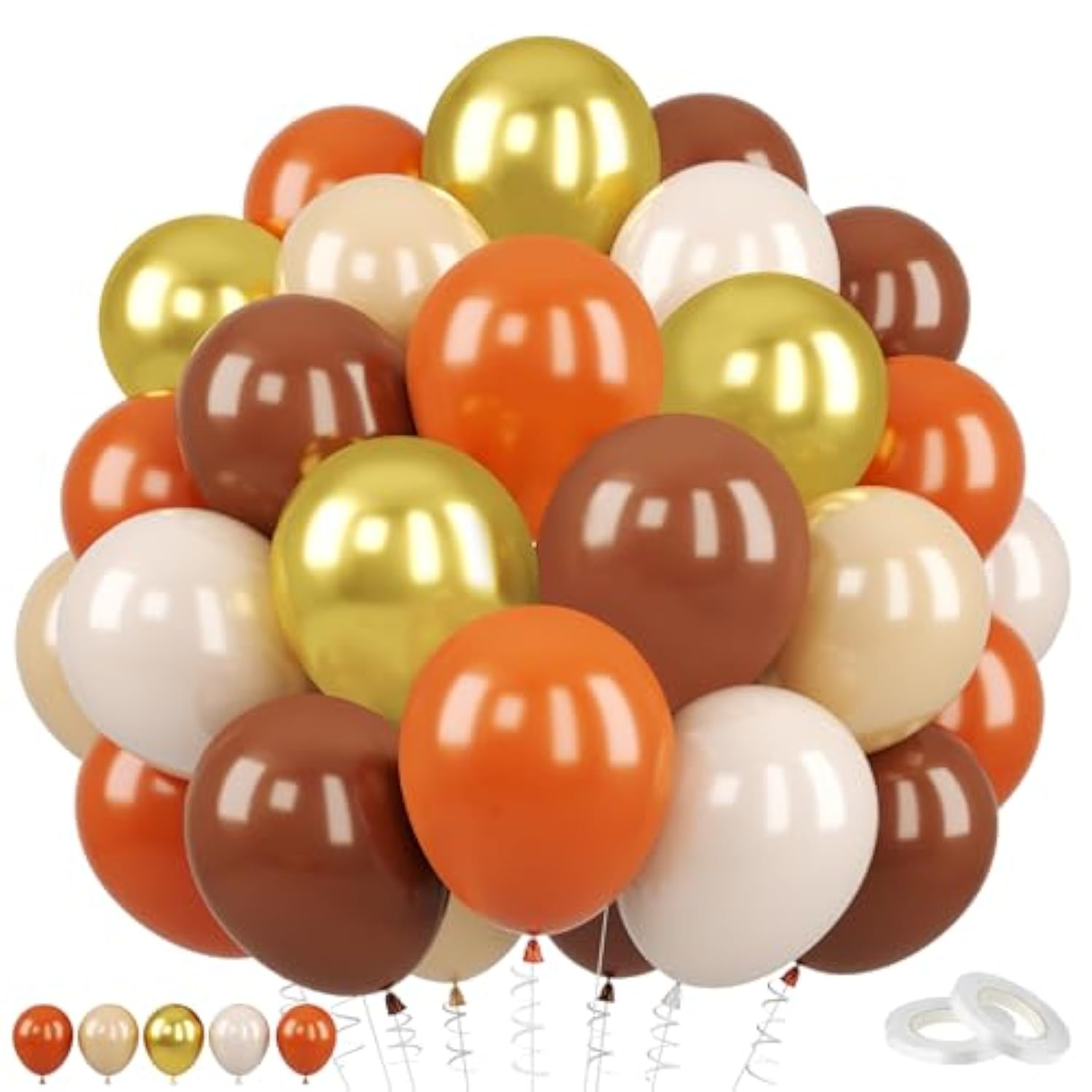 Fall Balloon Set: 60pc Orange, Brown, Gold, & Ivory Latex Balloons