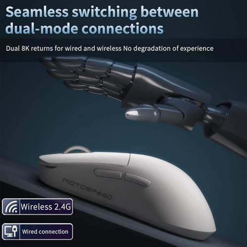 X6 Wireless Gaming Mouse,Two-Mode 8K/Usb-C Mouse Up To 26000Dpi,Paw3395 Optical Sensor Lightweight 46G,5 Programmable Button,500Mah Battery Life,Computer Mouse For Laptop,Pc,Mac(Black)