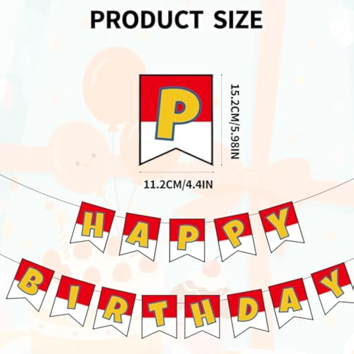 Red & White Cartoon Birthday Banner for Kids & Adults Party Decor