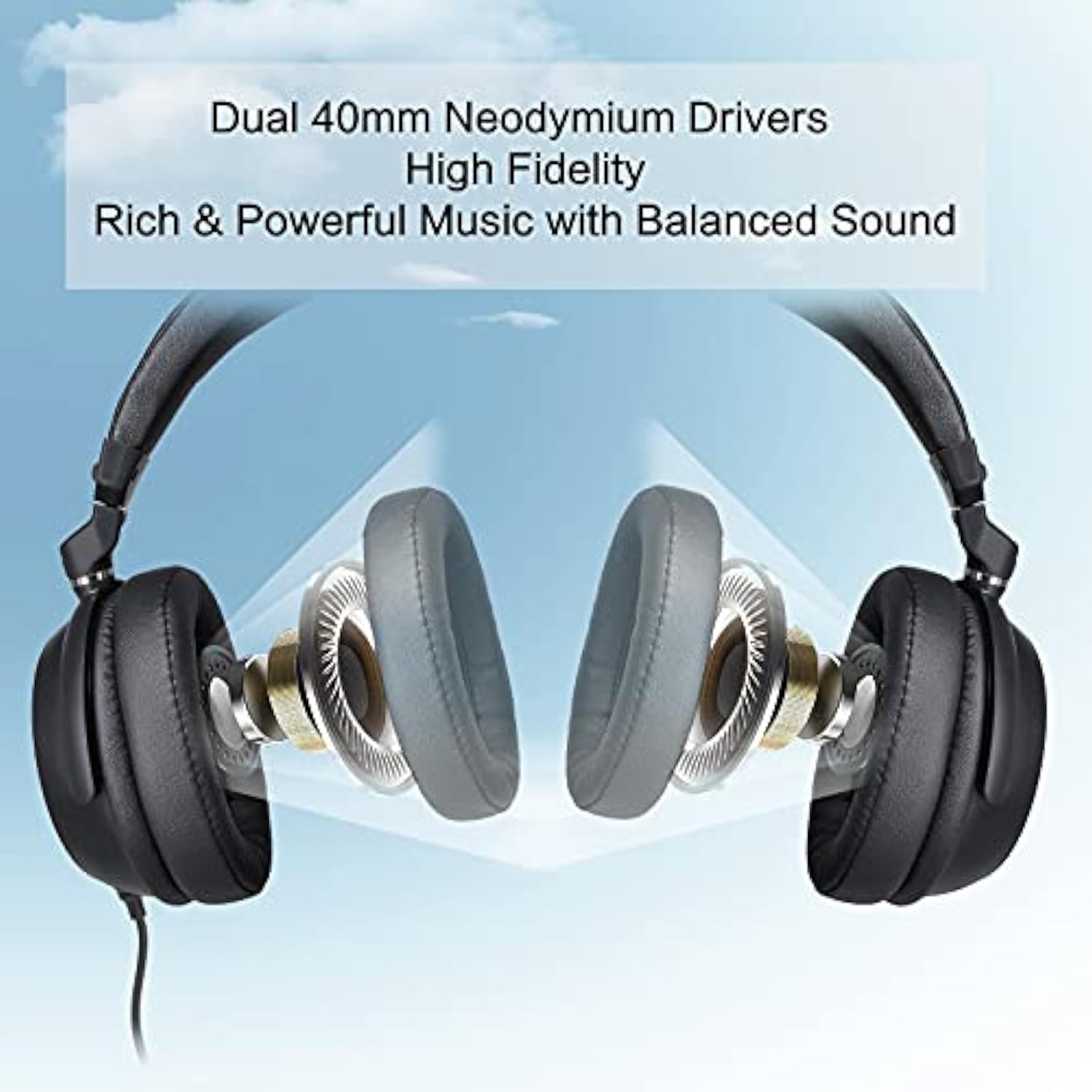 Long Cord Headphones For Tv And Pc With Volume Control And Mic, 21.6Ft/6.6M Extended Cable With Clip, Rca & 3.5Mm Aux Audio, Fold-Flat Stereo Over Ear Wired Tv Headphones, Sm-906Tv