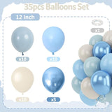 Blue White Sand Balloons Dusty Slate Fog Pastel Metallic Blue Beige Balloon 12Inch Helium Latex Balloon For Arch Kids Birthday Party Decorations Baby Boy Shower Christening Bridal Wedding Decor