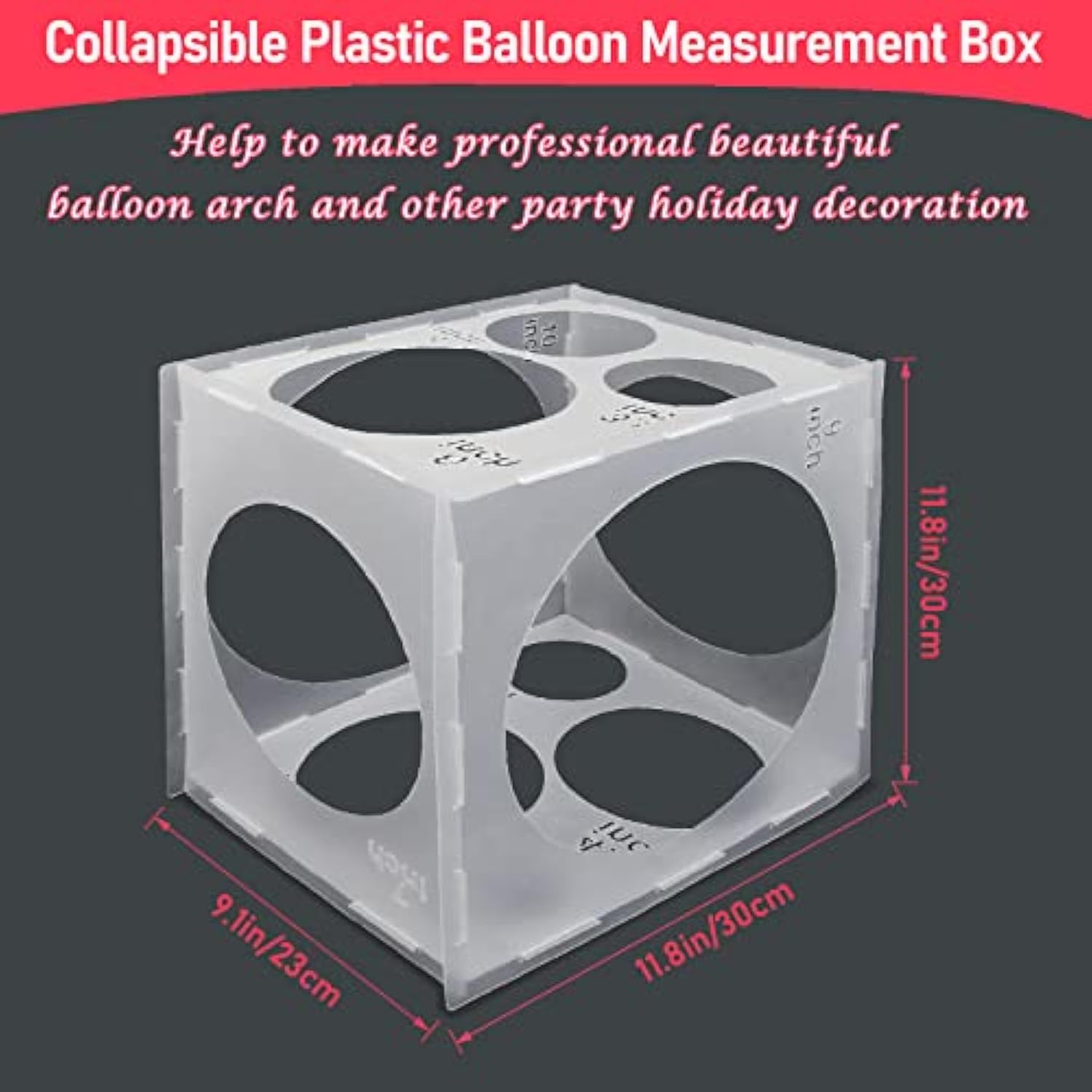11 Holes Balloon Sizer Box, Collapsible Balloon Measurement Tool for Party Decorations