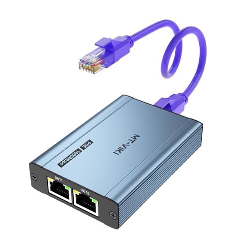 Upgraded 1 To 2 1000Mbps Ethernet Splitter, No Power Supply Required, Dual Rj45 Splitter For Cat5E/6/7/8 Cable, Works With Poe Ip Camera, Poe Switch And More