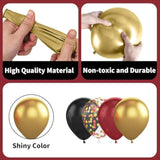 Black Burgundy Gold Balloon,60 Pcs 12 Inches Metallic Gold Burgundy Confetti Balloons For Party Birthday Decorations Birthday Balloons Baby Shower Engagement Party Supplies