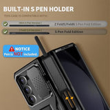 For Z Fold 5 Case, [With Privacy Screen Protector & Slide Camera Cover] [S Pen Holder & Hinge Protection] Military Drop Phone Case For Samsung Galaxy Z Fold 5 With Stand & Belt Clip, Black