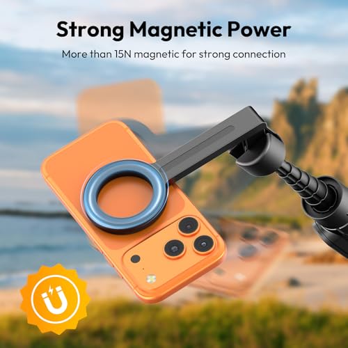 Magnetic Phone Tripod for iPhone, SK27 67" Extendable Selfie Stick with Remote, 360° Rotatable Cell Phone Tripod Stand, Strong Magnet Holder for