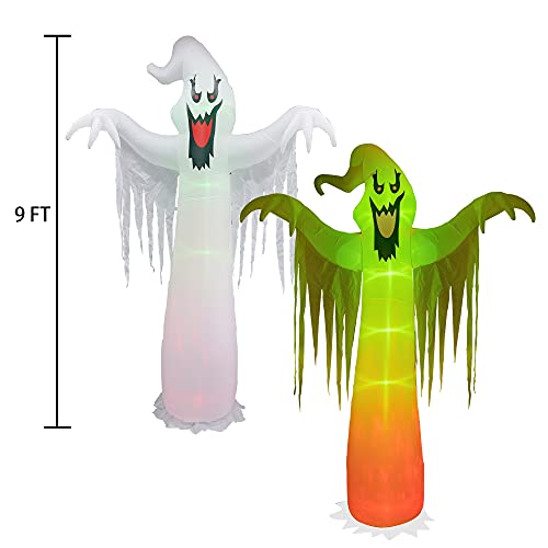 9 FT Halloween Inflatables Outdoor, Halloween Blow Up Yard Decorations with Built-in LED Lights for Indoor Outdoor Party Garden Lawn Clearance (Ghost)