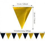 64Ft Gold Triangle Pennant Banner Flag Metallic Paper Bunting Garland For Hanging Backdrop Birthday Party Decorations Graduation Bachelorette Bridal Wedding Baby Shower New Year Party Supplies