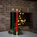 Green And Red Flameless Taper Candles With Remote Control - 11 Inch Led Candlesticks Battery Operated, Realistic 3D Flame With Wick, Timer, 6 Pack Holiday Candles Christmas Decor