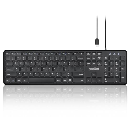 Periboard-210C Wired Full-Size Usb C Keyboard With Quiet Scissor Keys - Compatible With Mac, Ipad, Windows, Chromebook, Tablets, Desktop, And Laptops - Black - Us English (Pb-210Cbus-11729)