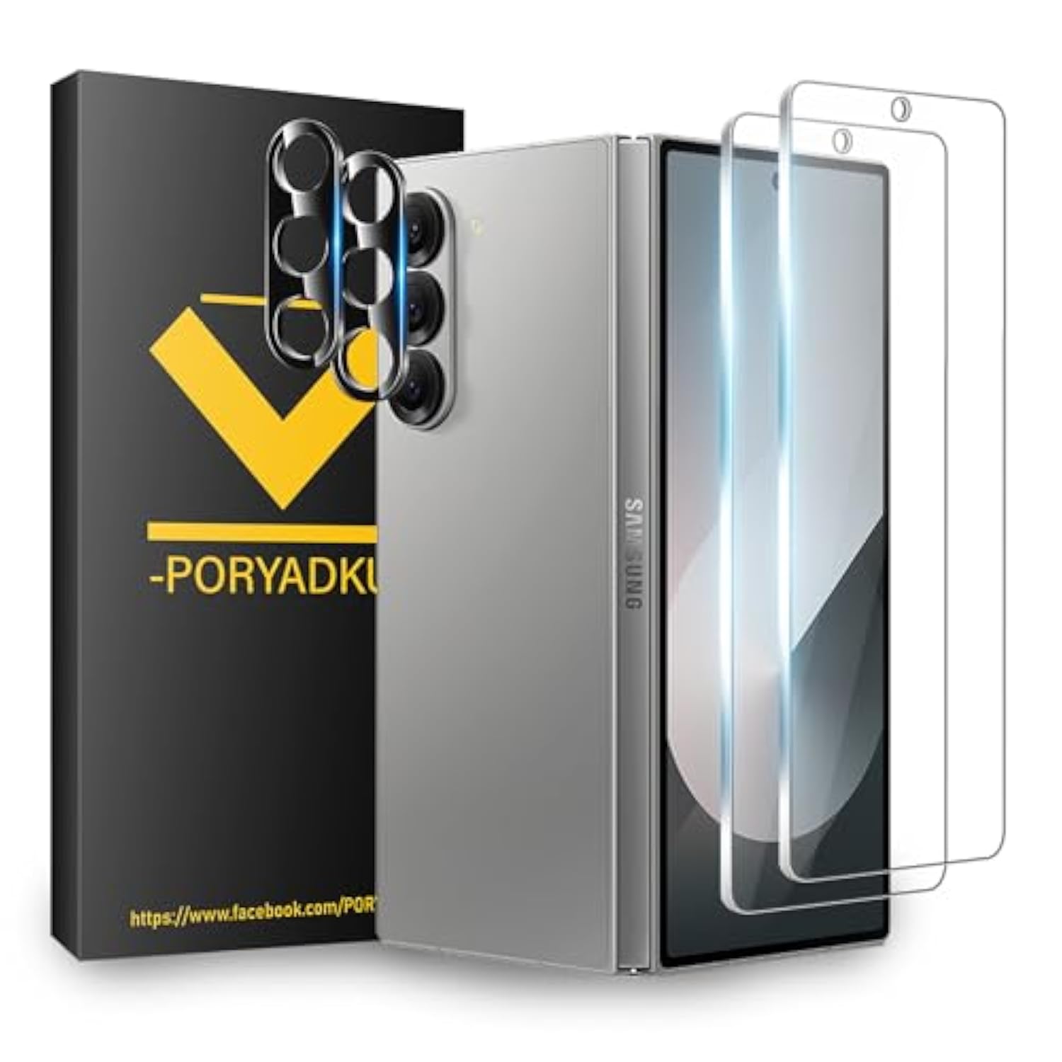 Tempered Glass For Galaxy Z Fold 6 5G Screen Protector 2 Pcs [6.9 Inch]+ Transparent Hd Camera Lens Protector 2 Pack, 9H Hardness, Ultrasonic Fingerprint Support, Hd Clear, For Galaxy Z Fold 6
