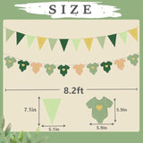 Sage Green Baby Shower Decorations Kit Welcome Baby, Gold Pennant & Bodysuit Banner