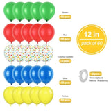 60pcs Colorful Balloons – Red, Blue, Green Latex & Confetti for Party and Kids Events