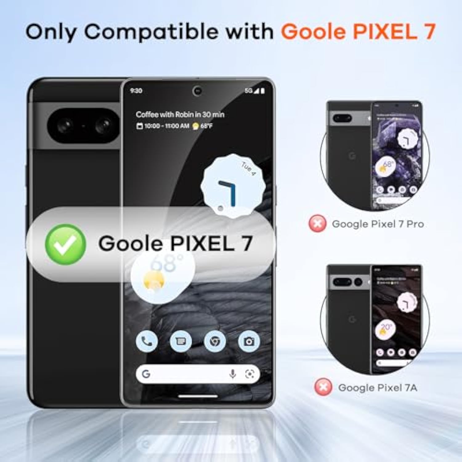 4+4 Pack For Google Pixel 7 Screen Protector & Camera Lens Protector, 9H Tempered Glass Cell Phone Protector, Anti-Fingerprint Camera Case (Pixel 7)