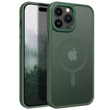 Magnetic Translucent Matte Case for iPhone 14 Pro 6.1" - Compatible with Magsafe - Forest Green