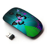 [ Optical 2.4G Wireless Mouse [ Iridescent Blue Green Purple Butterfly ]