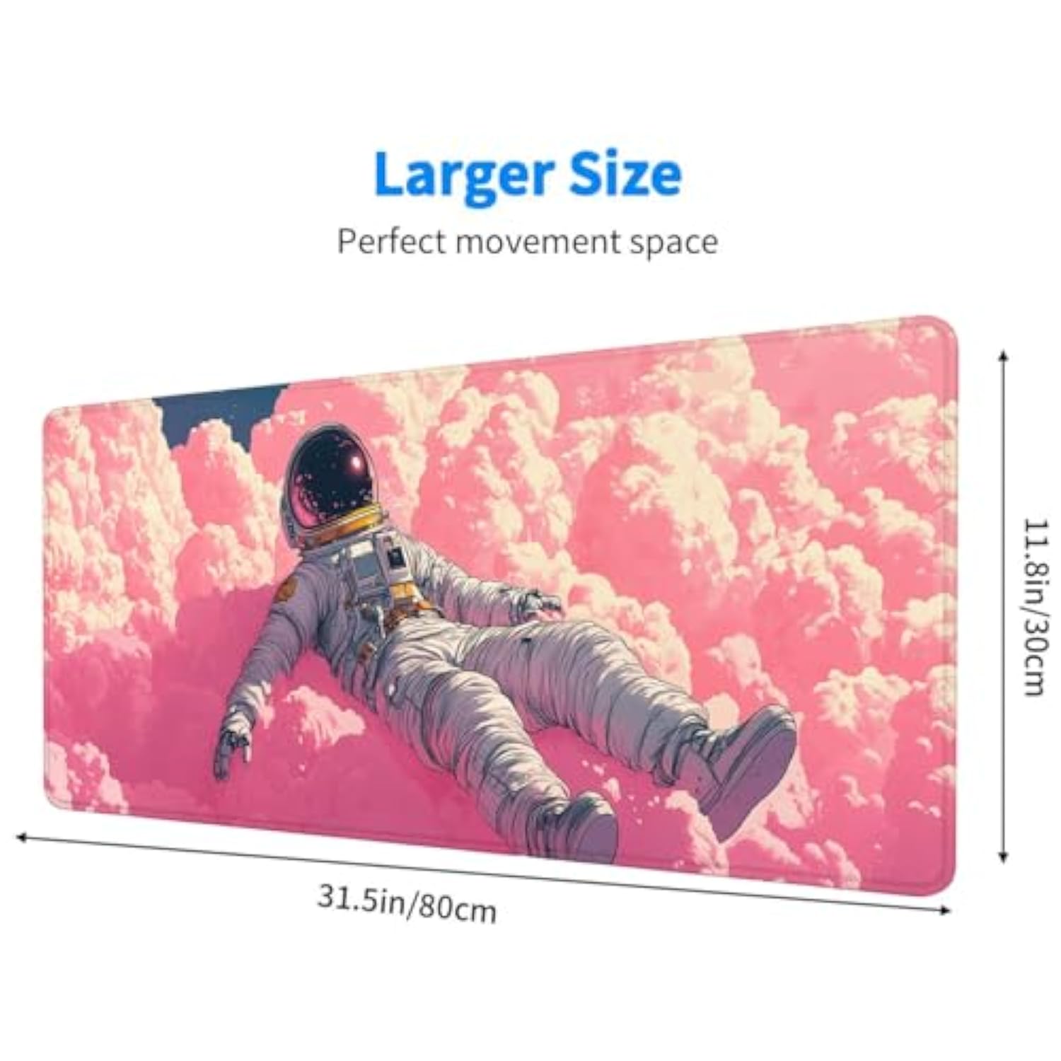 Pink Cloud Desk Mat Astronaut Anime Mousepad Xl Large Gaming Mouse Pad Laptop Keyboard Mat Desk Pad Office Computer Keyboard Laptop Home, 31.5X11.8 Inch