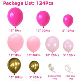Pink Balloon Garland Arch Kit-122Pcs Hot Pink And Gold Balloons Different Sizes For Princess Themed Birthday Girl'S Baby Shower Bridal Shower Wedding Valentine Party Decorations