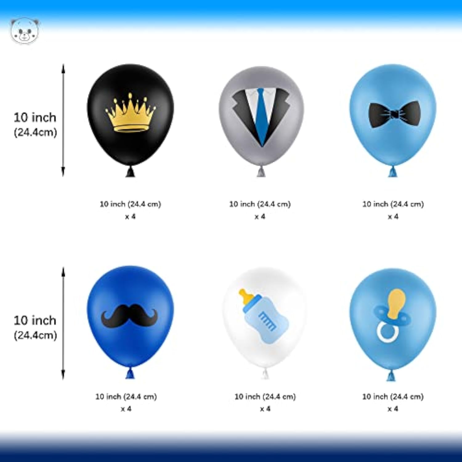 Baby Boy Party Decor, Blue and Black Balloon Set for Birthday or Baby Shower
